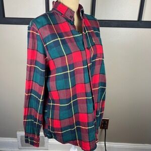 Chaps Mens Flannel Shirt Plaid Button Up Long Sleeve Red Green Yellow M